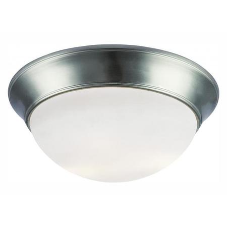 TRANS GLOBE Three Light Brushed Nickel White Frosted Glass Bowl Flush Mount PL-57705 BN